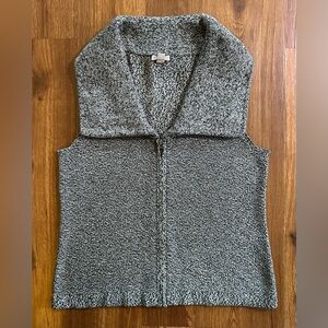 J. Jill Women’s Marled Gray Full Zip Collared Knit Sweater Vest